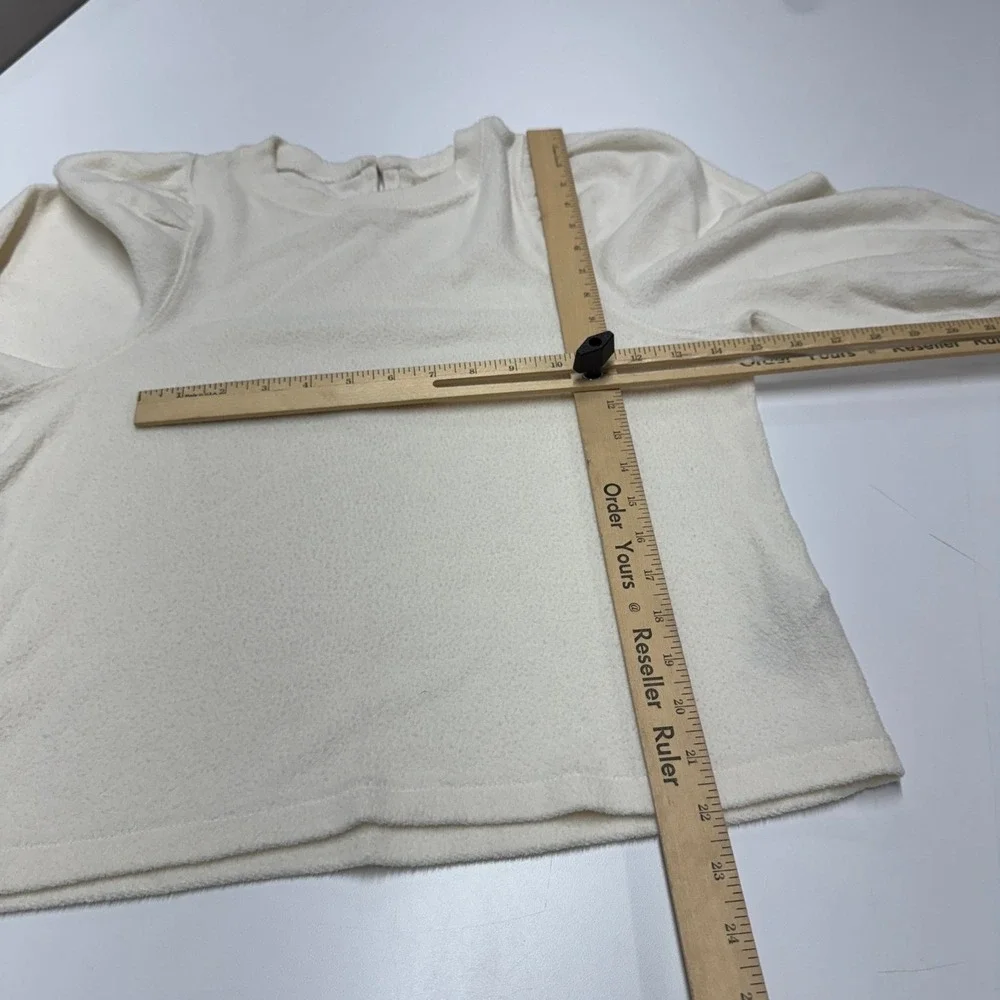 Madewell Shirt Womens XS‎ Cream Brushed Puff Sleeve NG574 Knit Top